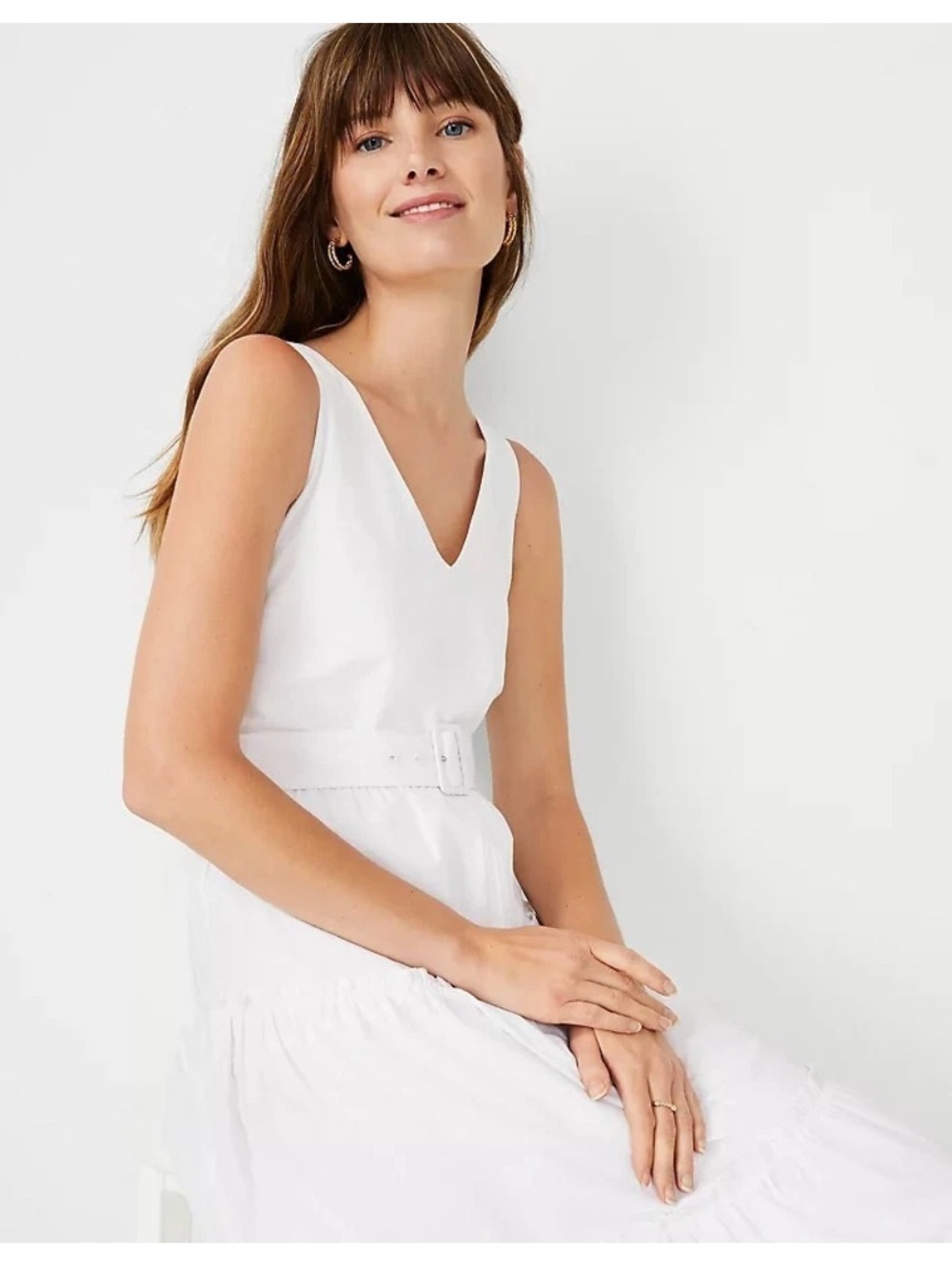 ANN TAYLOR | 16 | V-Neck Flare Maxi Cotton Dress